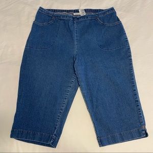 JMS Classic Capris Medium Denim Elastic Waistband